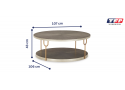Round Wood Coffee Table With Metal Legs and Caster - Legana